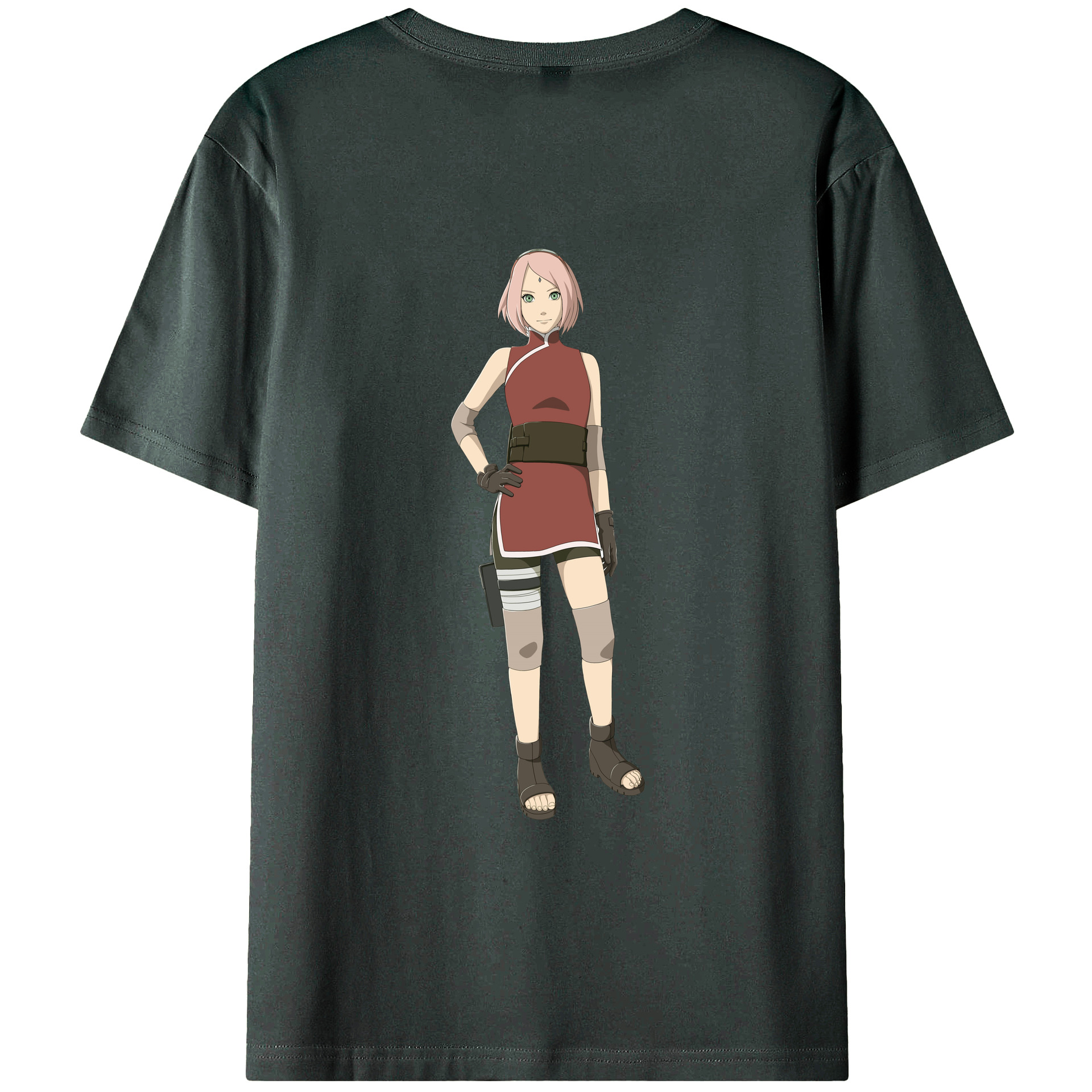 （画像用） NARUTO -ナルト- 春野サクラ Haruno Sakura 綿100％ メンズ半袖Tシャツ（バックプリント） 通気性